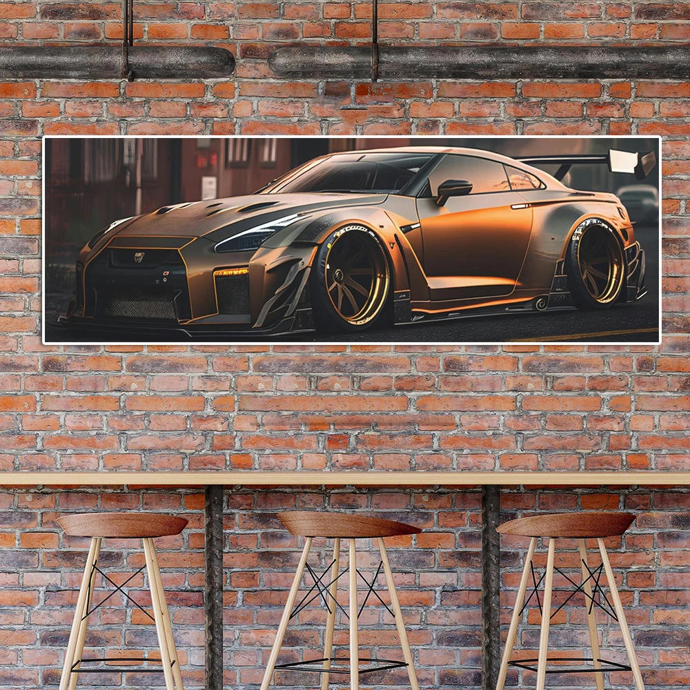 Abstract Skyline GTR Large Poster And Print Luxury Sports Car Canvas Painting Racing Wall Art Mural Gaming Room Home Décor