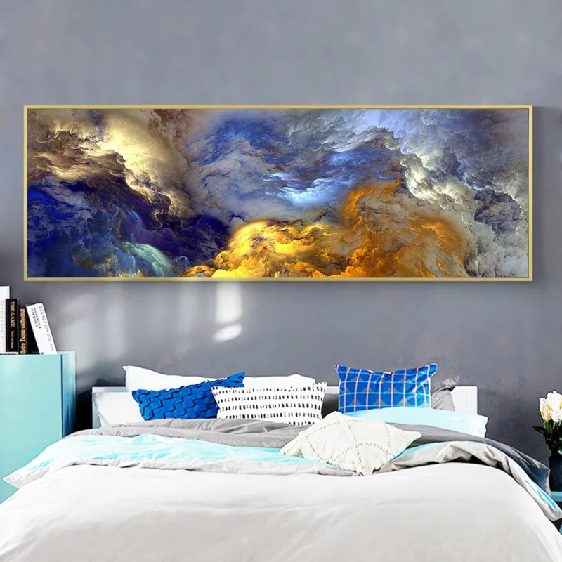 Modern Abstract Unreal Wall Art Blue Waves Rolling Clouds HD Oil On Canvas Posters And Prints Home Living Room Bedroom Decor Gif