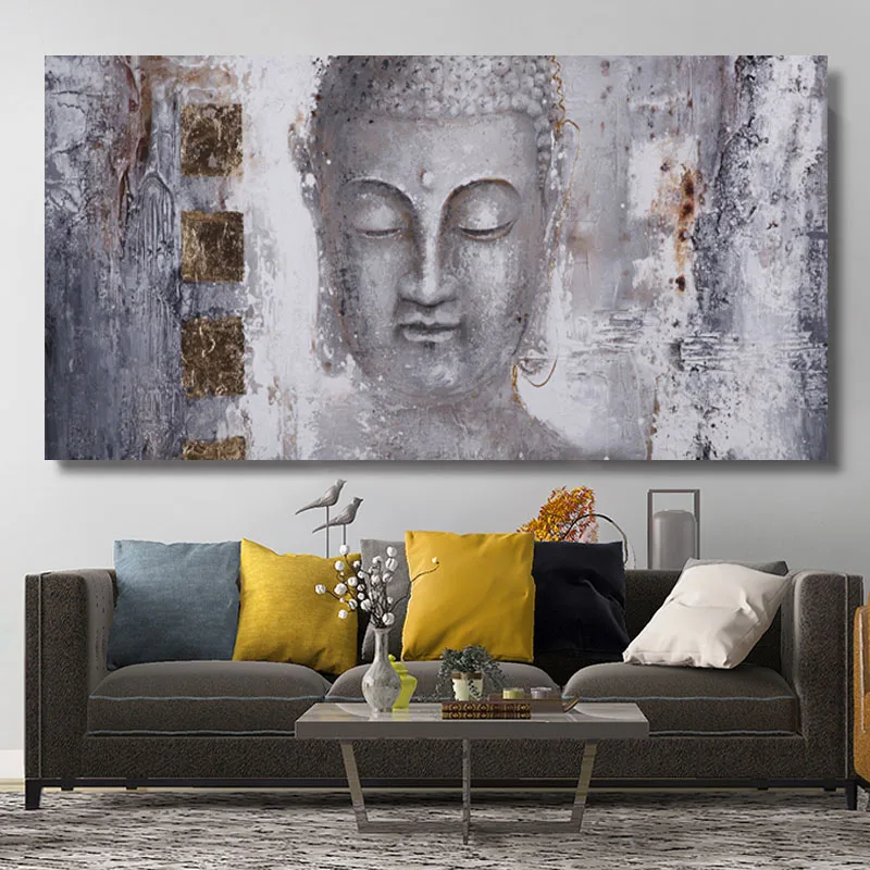 Buddha Posters Large Size Sculpture Wall Art Pictures Statue Portrait Canvas Painting