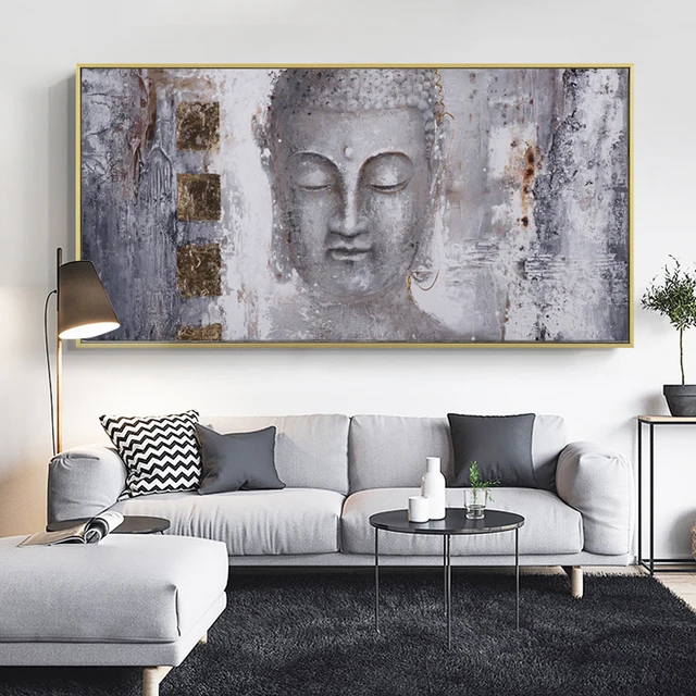 Buddha Posters Large Size Sculpture Wall Art Pictures Statue Portrait Canvas Painting