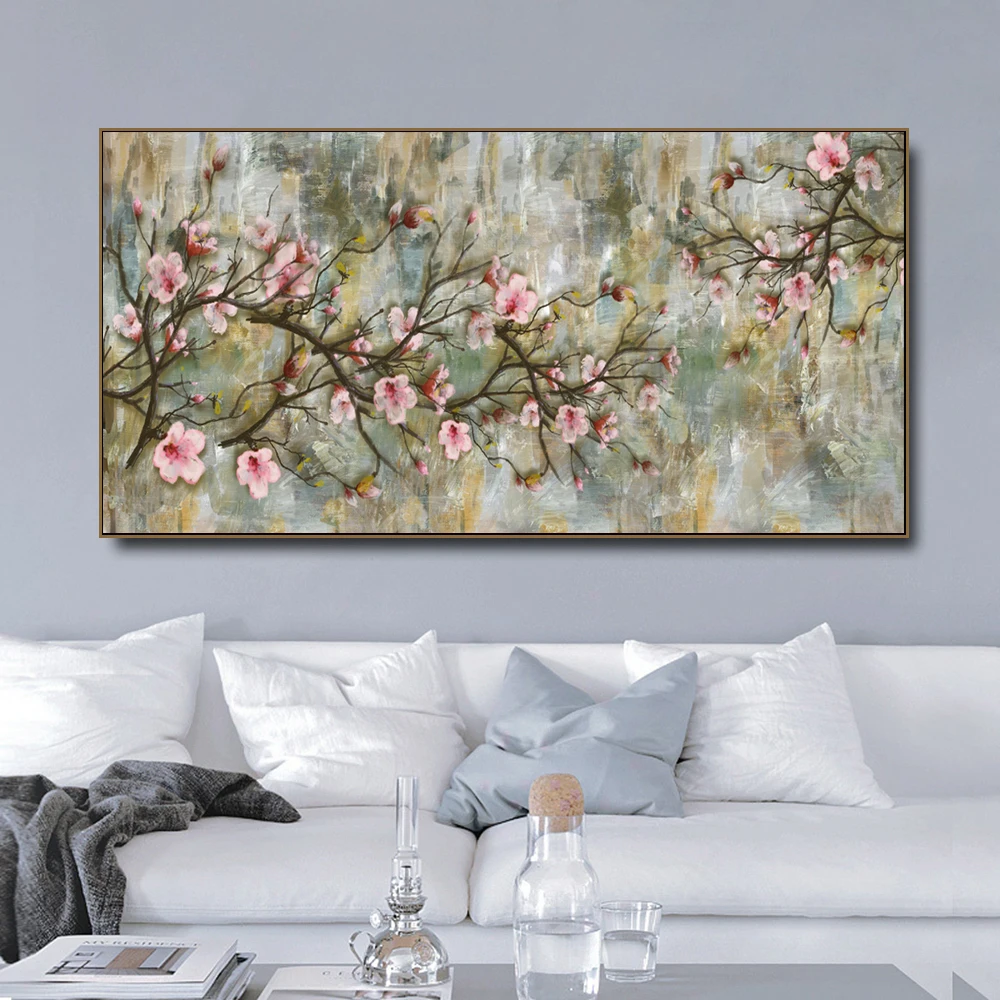 Abstract Art Colorful Flower Canvas Painting Wall Art Spring Tree Floral Posters Prints for Living Room Bedroom Décor
