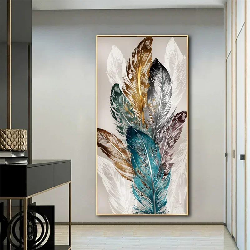 Classic Fashion Wall Art Large Size Feather Canvas Poster Print Oil Painting Home Bedroom Living Room Décor
