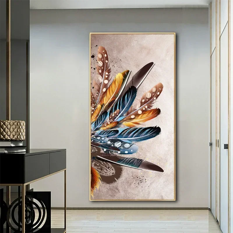 Classic Fashion Wall Art Large Size Feather Canvas Poster Print Oil Painting Home Bedroom Living Room Décor