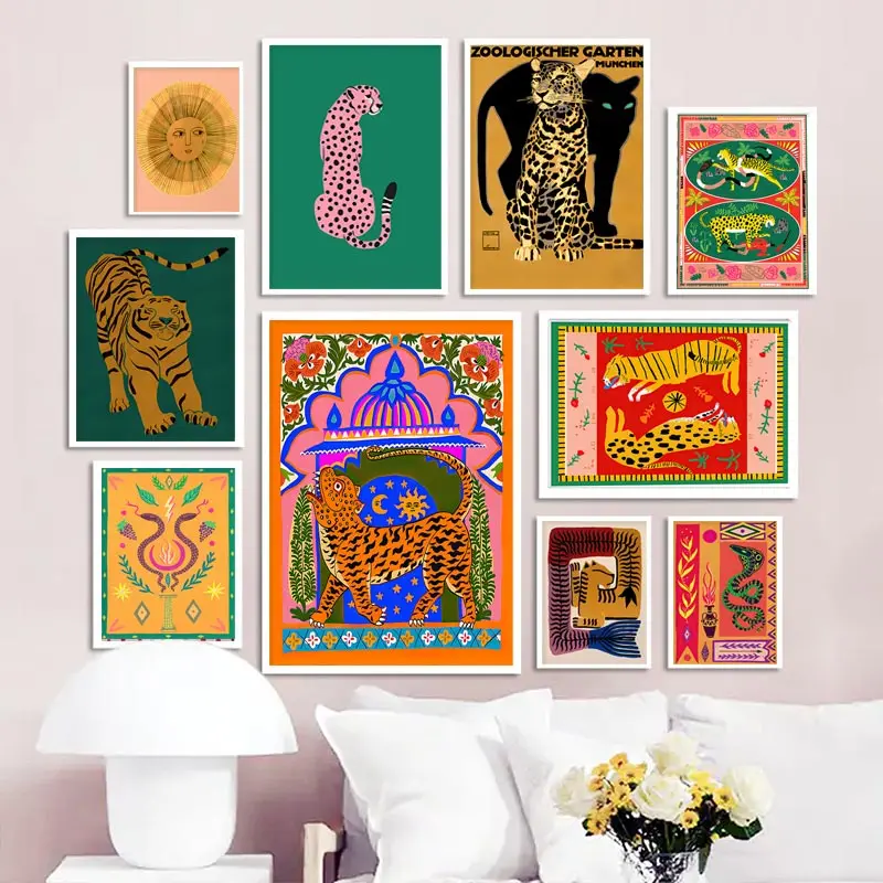 Colorful Abstract Poster and Prints Tropical Jungle Wall Art Canvas Painting Wall Pictures Living Room Décor
