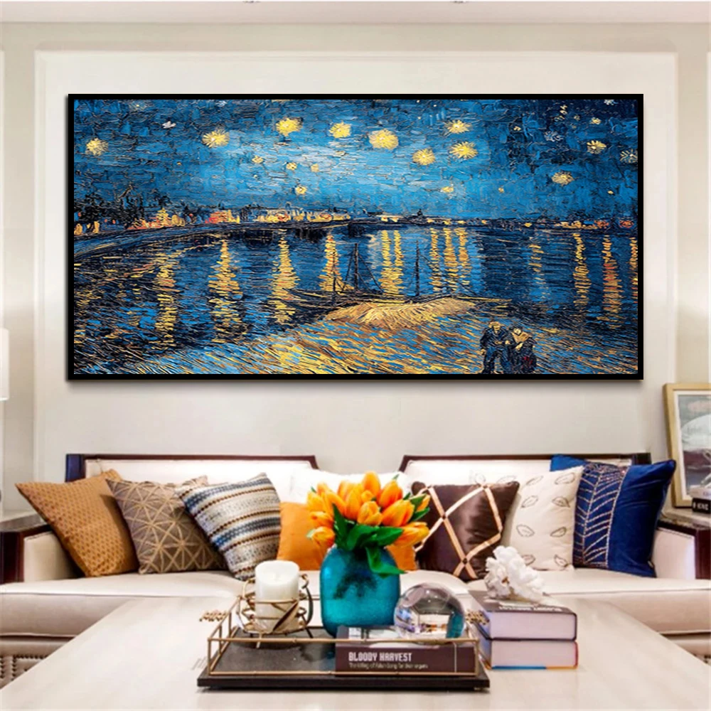 New Hot 100% Handmade Modern Van Gogh Monet Famous Painting Oil Painting on Canvas Textured Wall for Living Room Decor Aesthetic