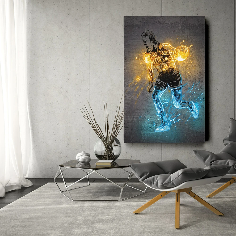 Kevin Garnett Larry Bird Poster Neon Dunk Boston Celtics NBA Canvas painting Wall Art Home Decor Pictures Man Cave Gift