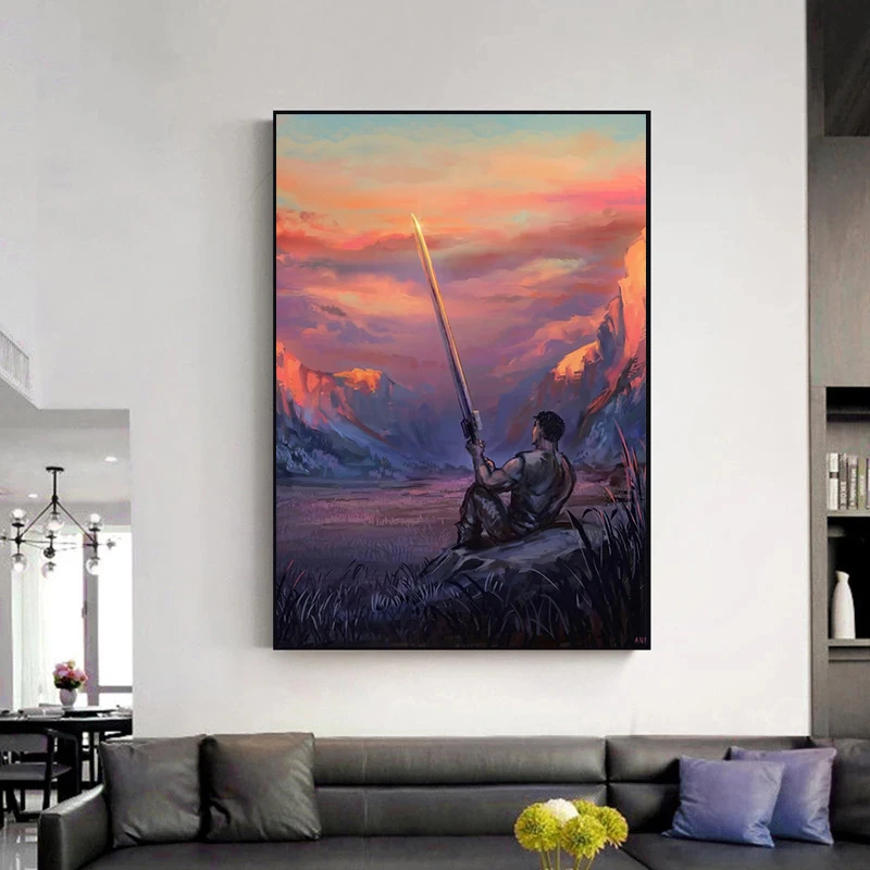 Modern Berserk Sword Poster Abstract Canvas Painting Poster and Print Wall Art Picture for Living Room Home Decor Cuadros