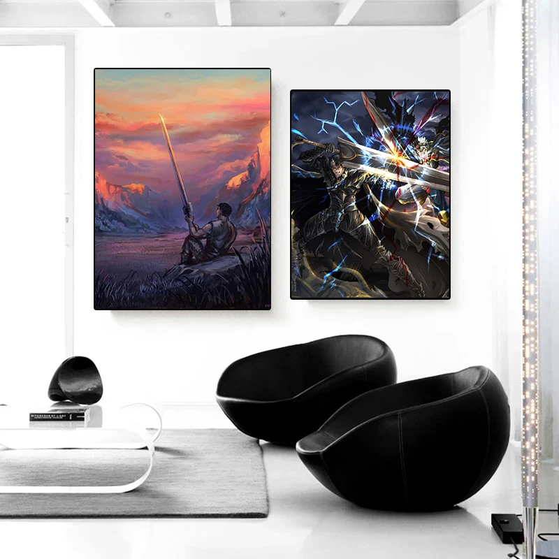 Modern Berserk Sword Poster Abstract Canvas Painting Poster and Print Wall Art Picture for Living Room Home Decor Cuadros