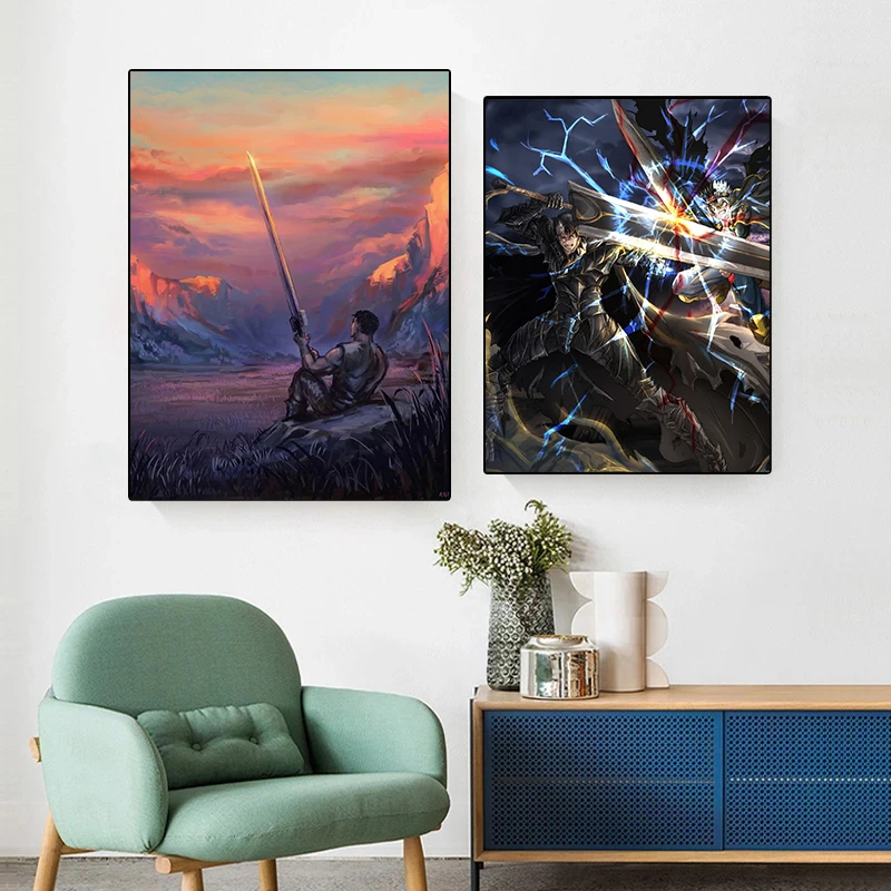 Modern Berserk Sword Poster Abstract Canvas Painting Poster and Print Wall Art Picture for Living Room Home Decor Cuadros