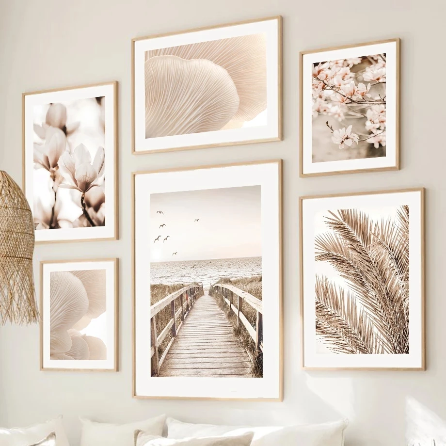 Beige Flower Grass Picture Canvas Painting Wall Art Nordic Minimalist Poster Scenery Print Modern Home Decor Living Room Design