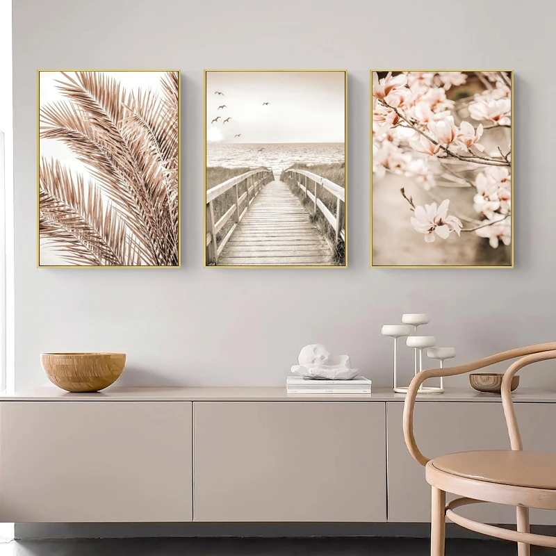 Beige Flower Grass Picture Canvas Painting Wall Art Nordic Minimalist Poster Scenery Print Modern Home Decor Living Room Design