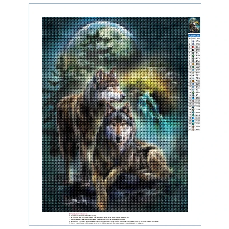 5D Diy Diamond Painting Wolf Diamond Embroidery Moon Landscape Rhinestone Mosaic Animals Handmade Gift Wall