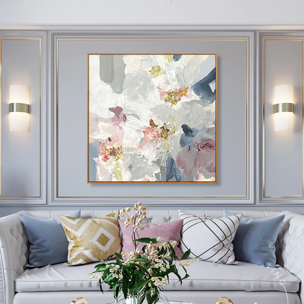 Wall Decor Flower Canvas Art Handmade Abstract Flower Oil Painting Canvas Wall Art Modern Home Decoration