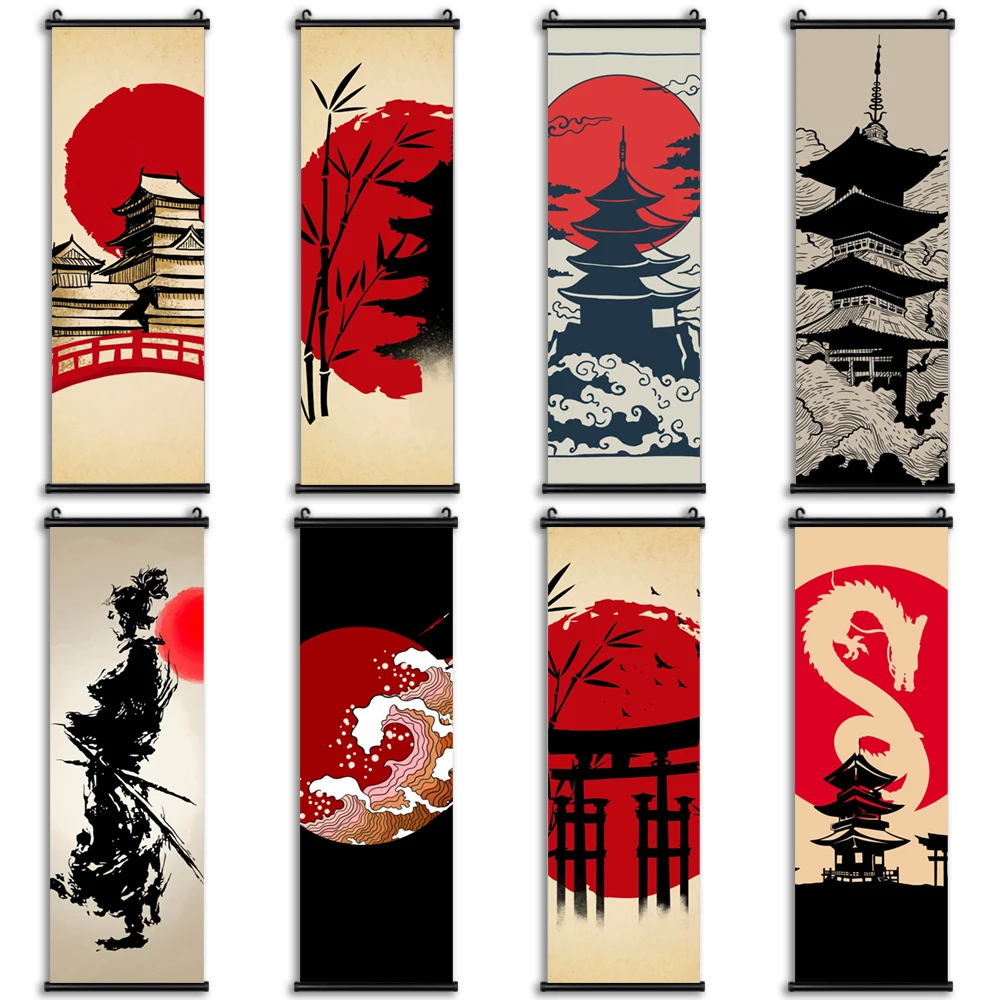 Japanese Traditional Poster Canvas Classic Wall Artwork Painting Mural Prints Pictures Living Room Decorative Hanging Scrolls