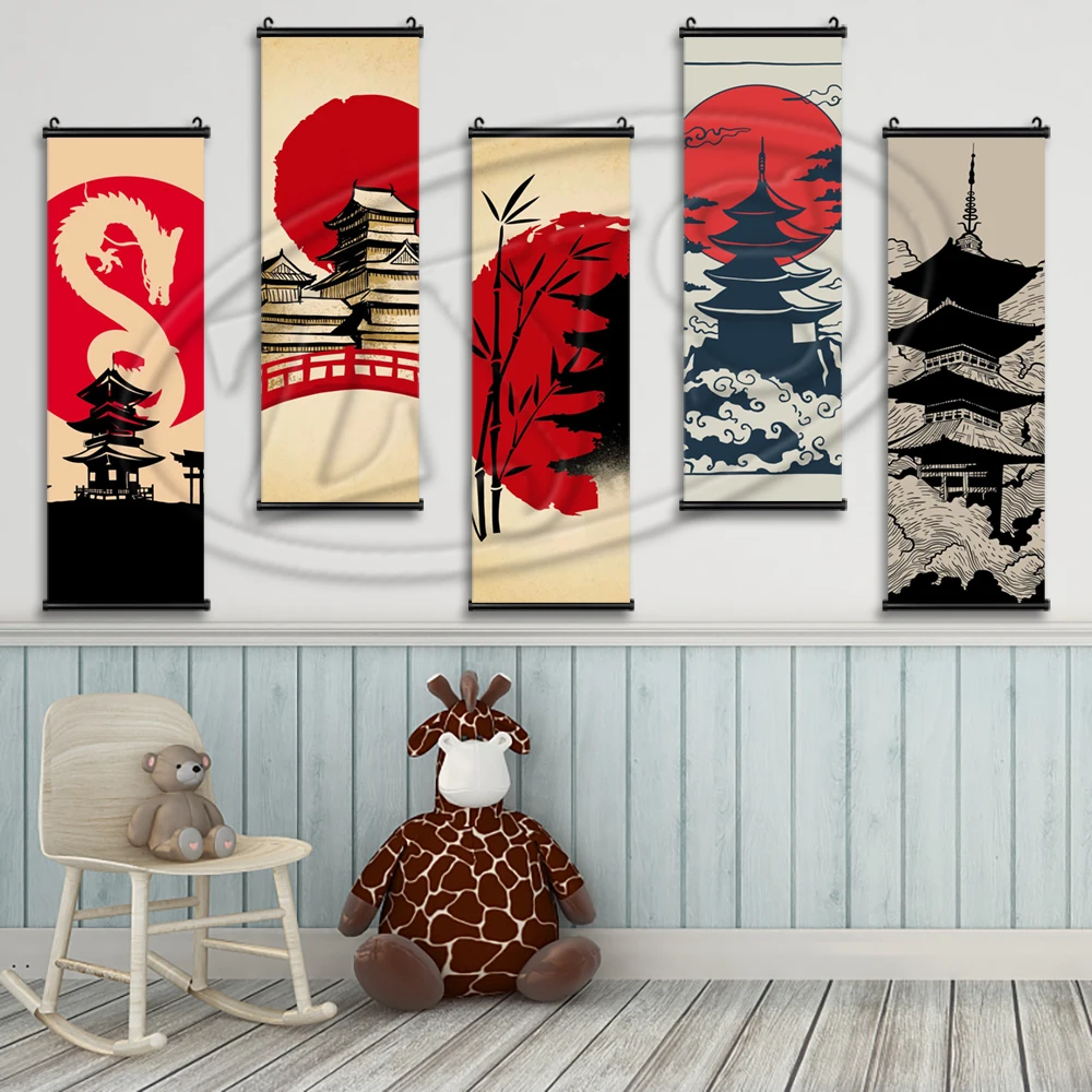 Japanese Traditional Poster Canvas Classic Wall Artwork Painting Mural Prints Pictures Living Room Decorative Hanging Scrolls