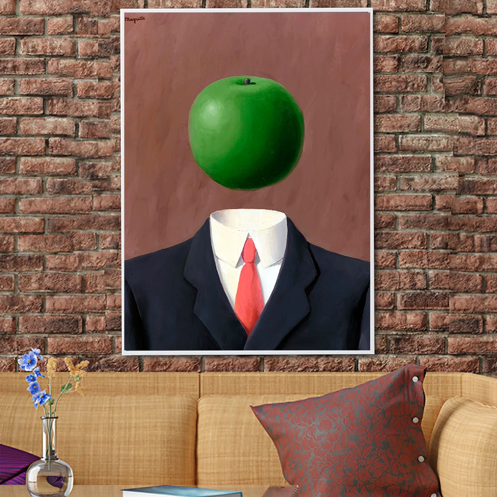 The Son of Man Surreal Magritte Painting Wall Print Art Canvas Poster People Apple Picture for Gift Bedroom Home Decor Cuadros