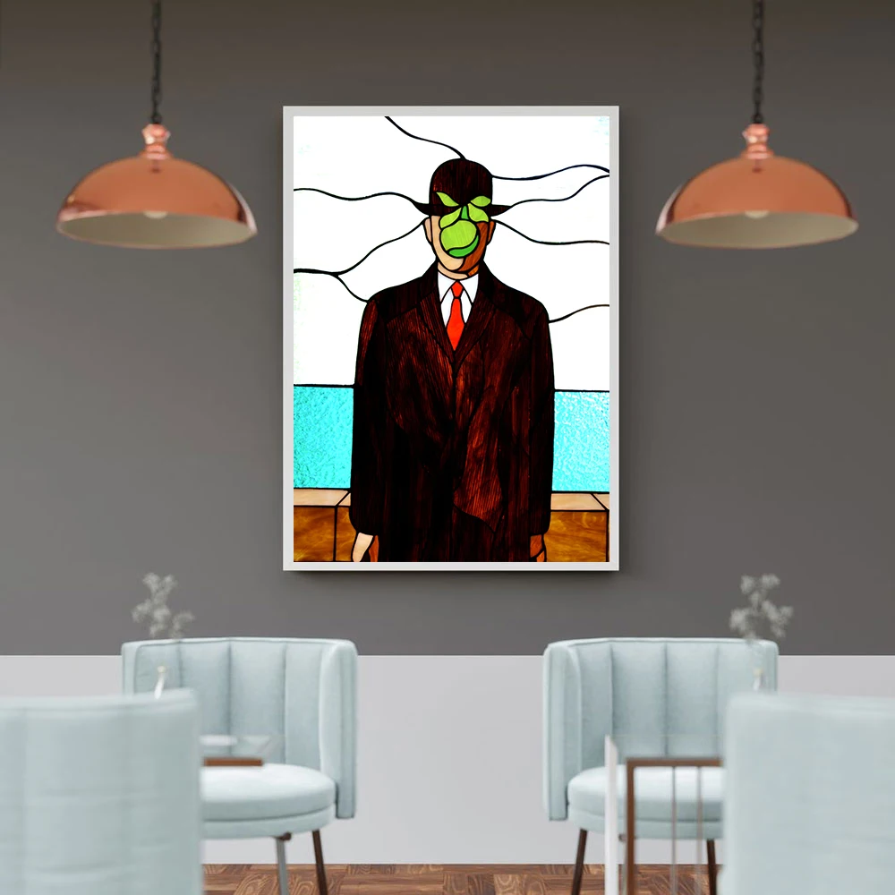 The Son of Man Surreal Magritte Painting Wall Print Art Canvas Poster People Apple Picture for Gift Bedroom Home Decor Cuadros