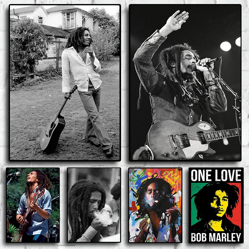 Famous Music Singer Star Bob Marley Canvas Painting Print Posters for Fans Room Living Wall Art Home Decor