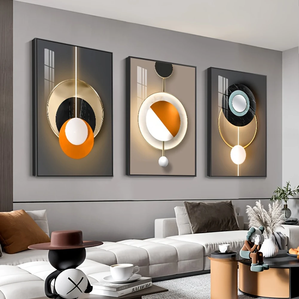 Modern Abstract Light Geometric Canvas Paintings Nordic Marble Pattern Posters and Prints Wall Art Pictures Living Room Decor