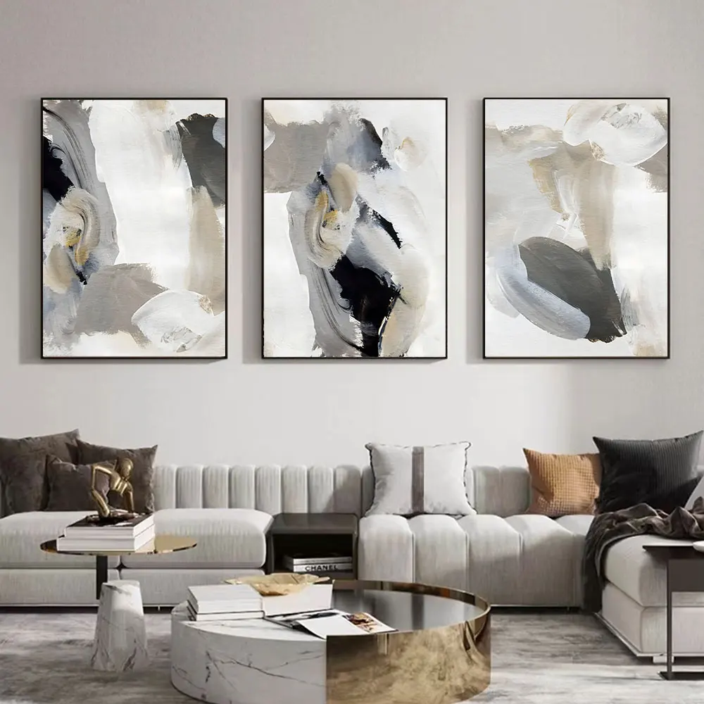 3pcs Abstract Brush Effect Modern Posters Wall Art Canvas Painting Prints Pictures Living Room Bedroom Interior Home Decoration