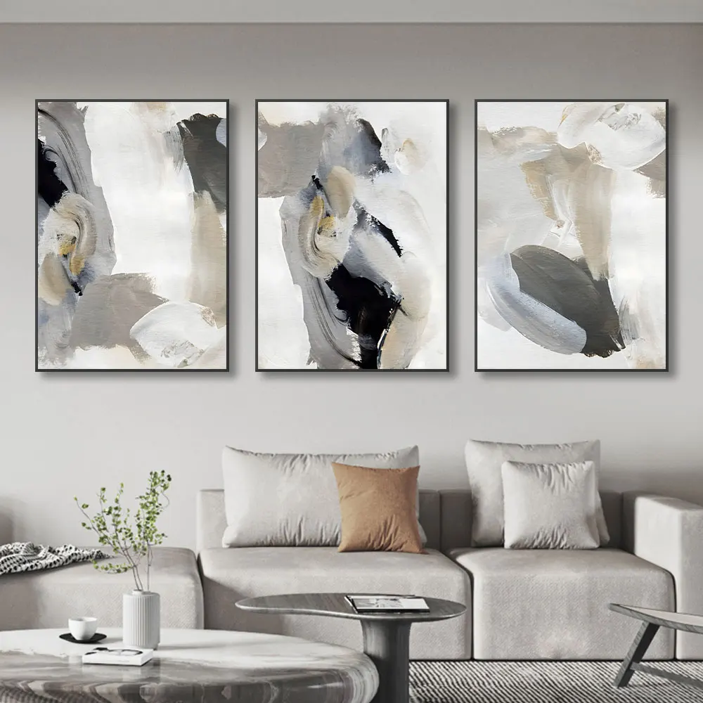 3pcs Abstract Brush Effect Modern Posters Wall Art Canvas Painting Prints Pictures Living Room Bedroom Interior Home Decoration