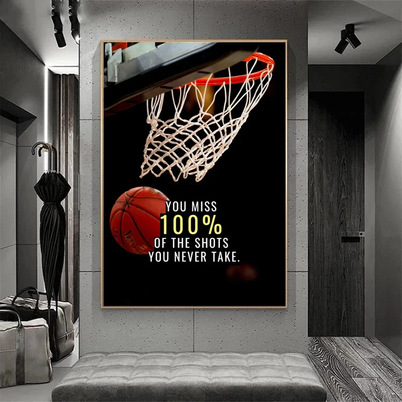 Canvas Painting Basketball Dream Inspirational Quotes Posters and Prints Wall Art for Living Room Home Decor
