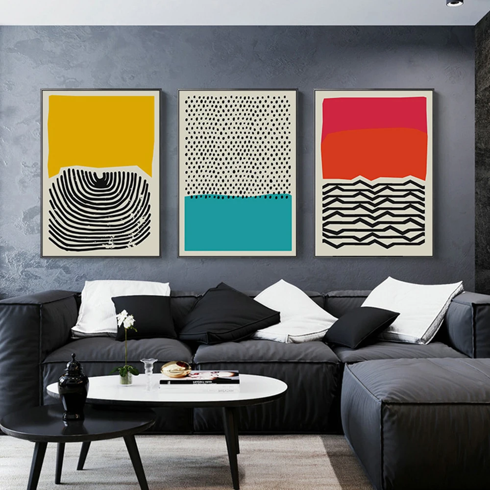 Wall Art Canvas Painting Simple Modern Abstract Geometry Dot Line Art Poster Living Room Decoration Wall Paining No Frame