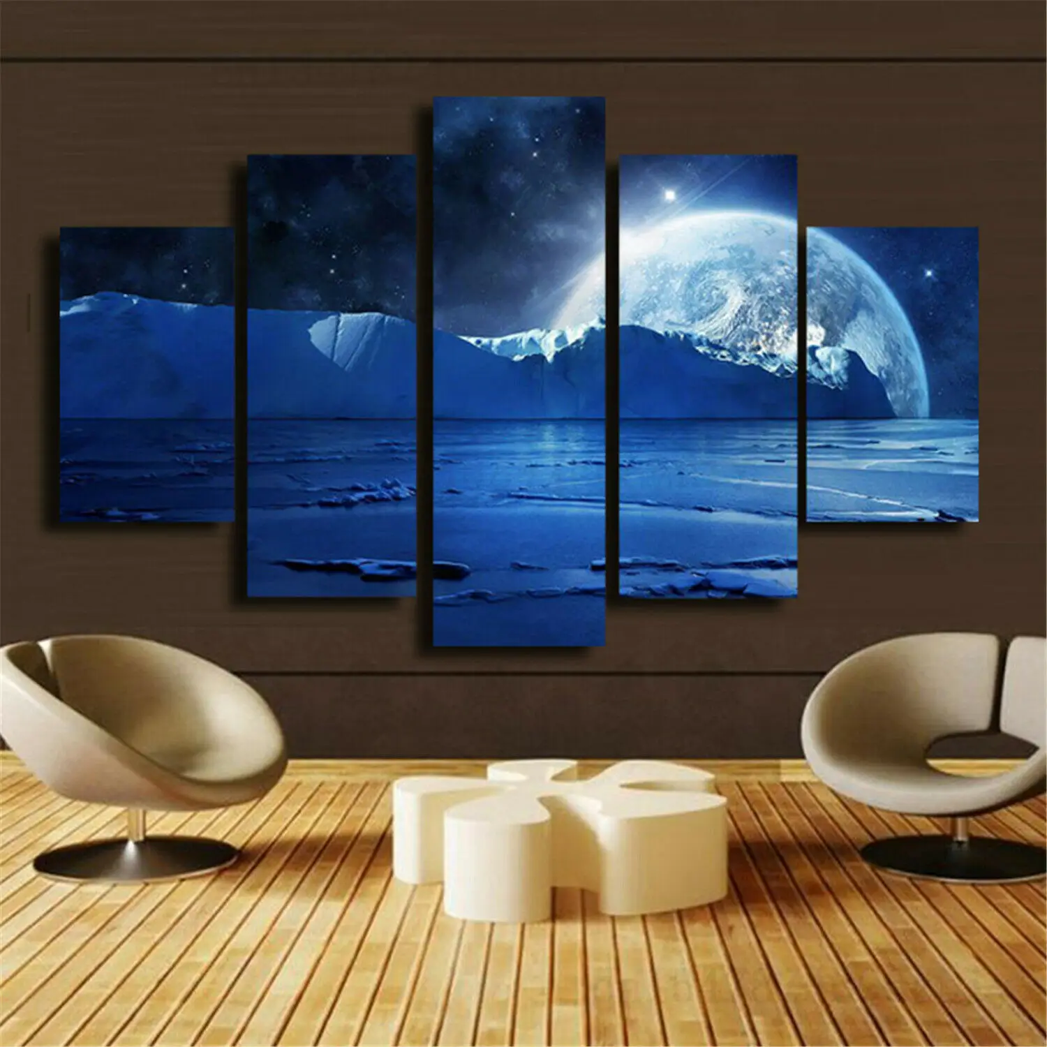 5 Panel Pictures HD Print Canvas Wall Art Poster Living Room Blue Planet Room Decor Paintings Home Decor No Framed 5 Pieces