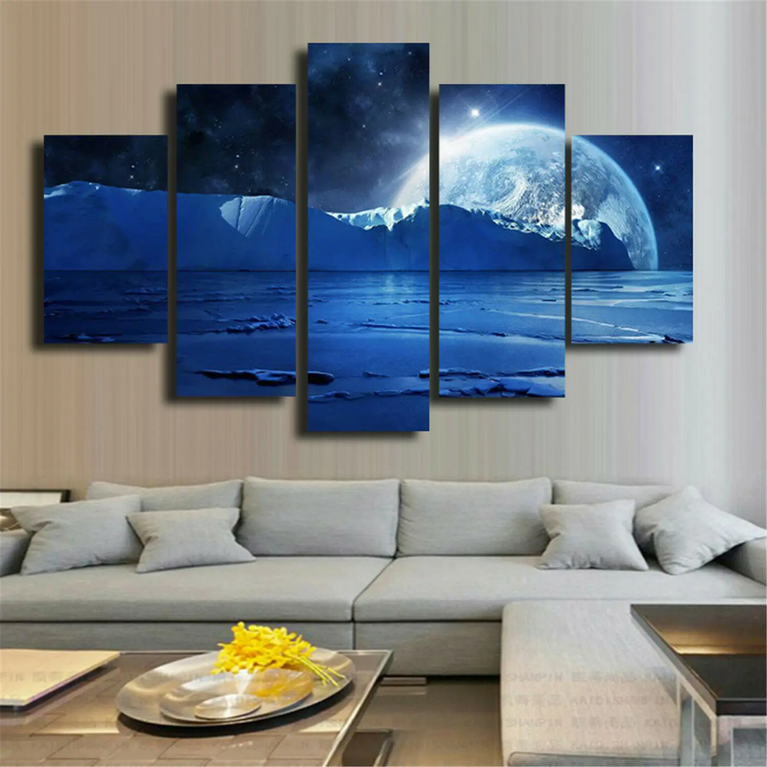 5 Panel Pictures HD Print Canvas Wall Art Poster Living Room Blue Planet Room Decor Paintings Home Decor No Framed 5 Pieces