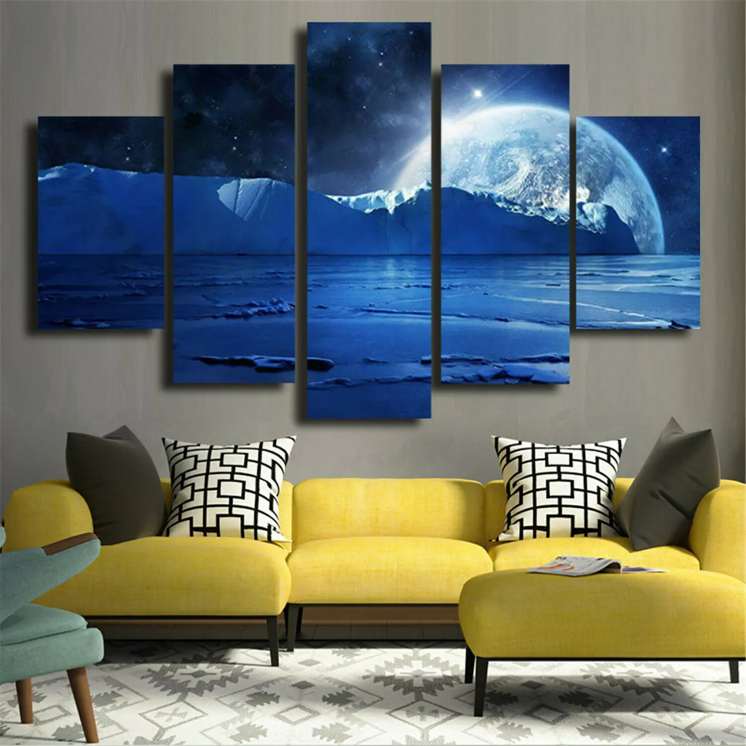 5 Panel Pictures HD Print Canvas Wall Art Poster Living Room Blue Planet Room Decor Paintings Home Decor No Framed 5 Pieces