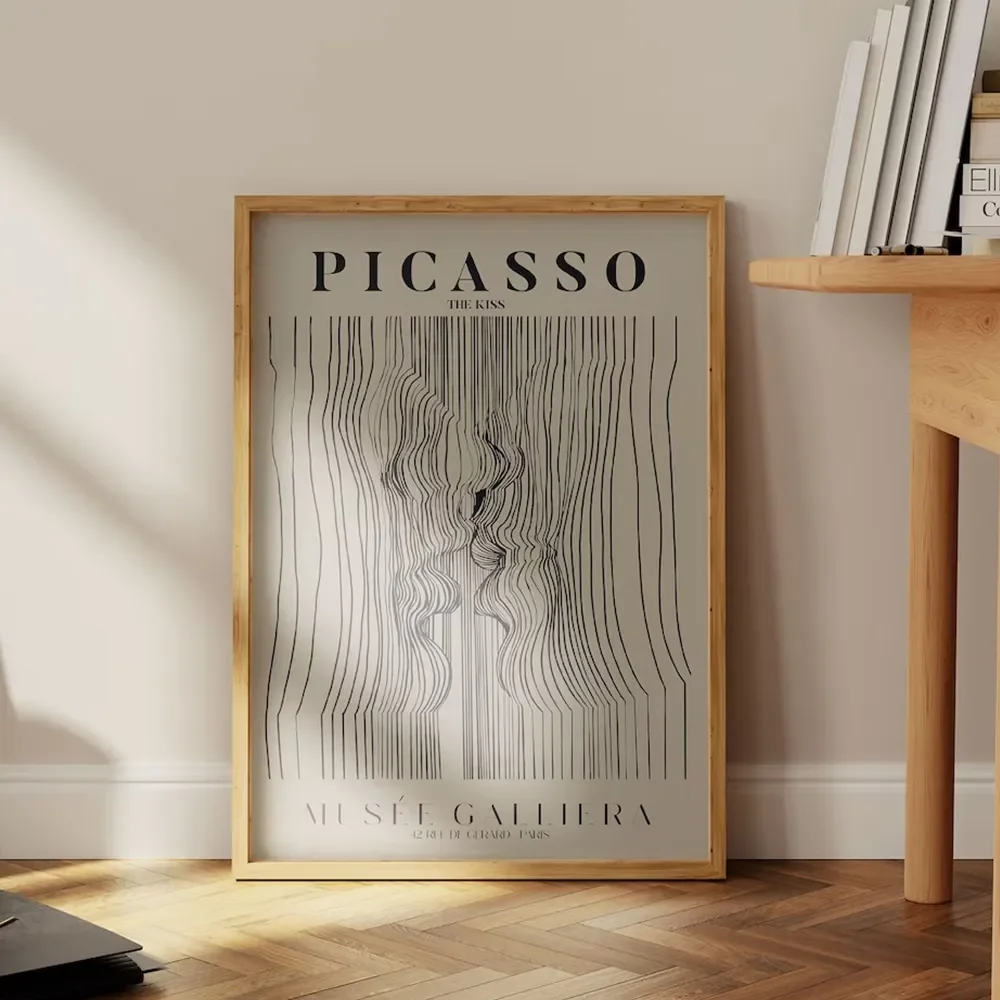 Minimalist Picasso Exhibition Neutral Beige Abstract Vintage Gift Wall Art Canvas Painting Posters For Living Room Home Decor