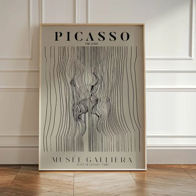 Minimalist Picasso Exhibition Neutral Beige Abstract Vintage Gift Wall Art Canvas Painting Posters For Living Room Home Decor