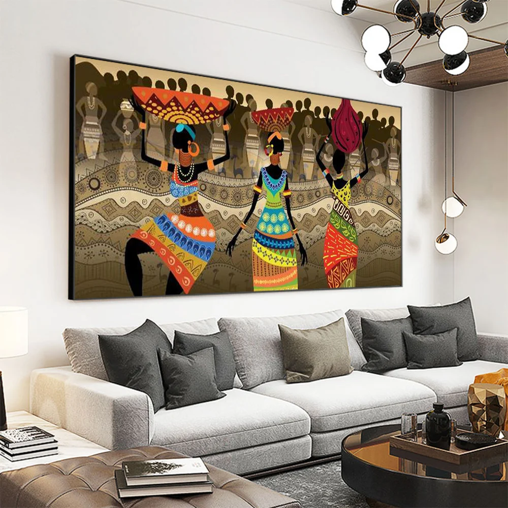 Large Size Abstract African Woman Canvas Painting Wall Art Picture Unique Posters Prints Wall for Living Room Home Decor Cuadros