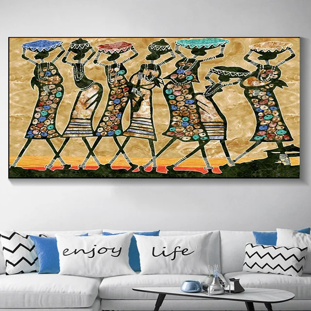 Large Size Abstract African Woman Canvas Painting Wall Art Picture Unique Posters Prints Wall for Living Room Home Decor Cuadros