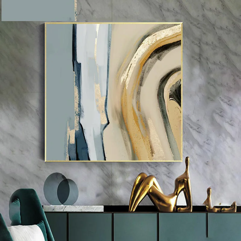 Abstract Gold Color Block Modern Posters and Prints Wall Art Nordic Canvas Painting Picture for Living Room Decoration No Frame
