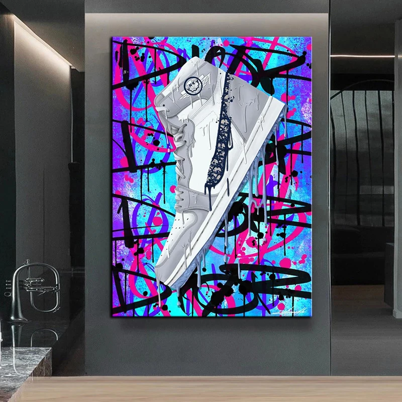 Graffiti Sneakers Canvas Painting Wall Art Canvas Poster Prints Wall Picture Home Decorative Paintings for Living Room Decor