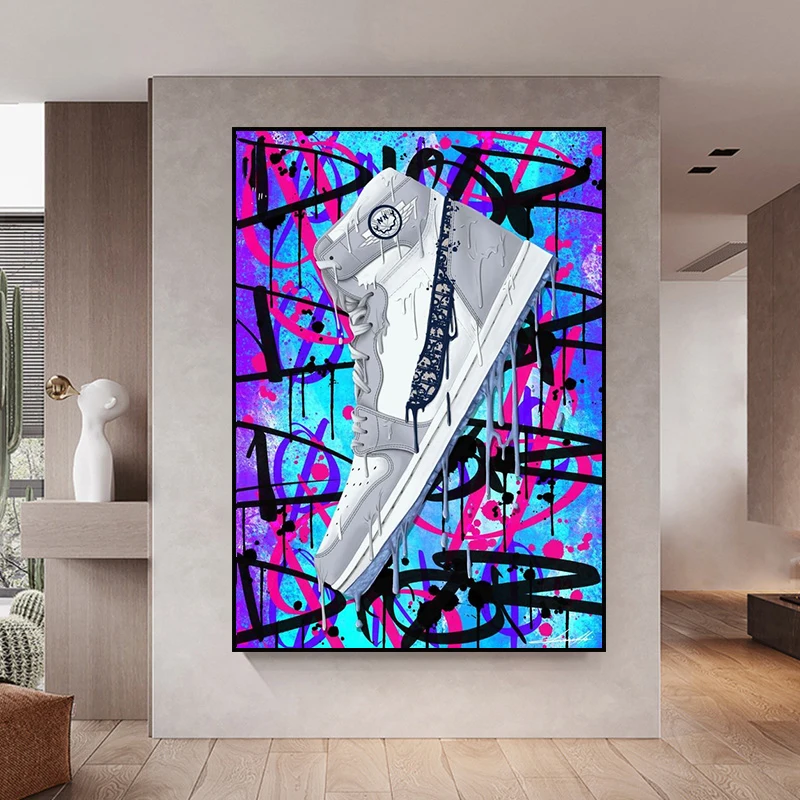 Graffiti Sneakers Canvas Painting Wall Art Canvas Poster Prints Wall Picture Home Decorative Paintings for Living Room Decor