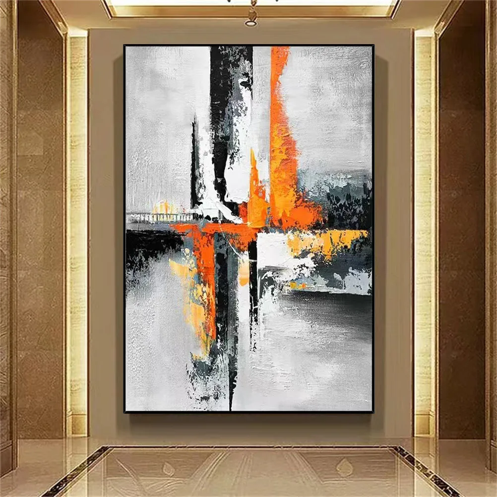 Nordic Abstract Oil Painting 100% Hand-Painted Color Block Texture Modern Canvas Picture Fashion Wall Art Poster For Home Office
