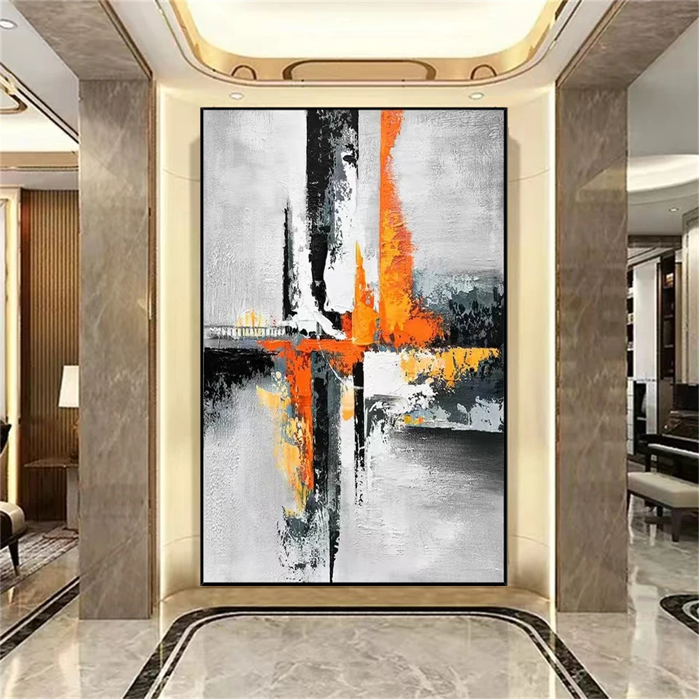 Nordic Abstract Oil Painting 100% Hand-Painted Color Block Texture Modern Canvas Picture Fashion Wall Art Poster For Home Office