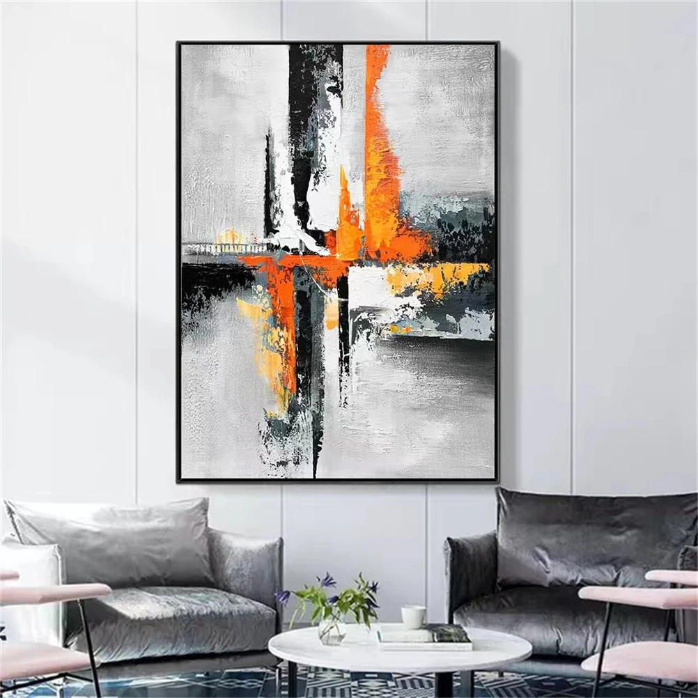 Nordic Abstract Oil Painting 100% Hand-Painted Color Block Texture Modern Canvas Picture Fashion Wall Art Poster For Home Office