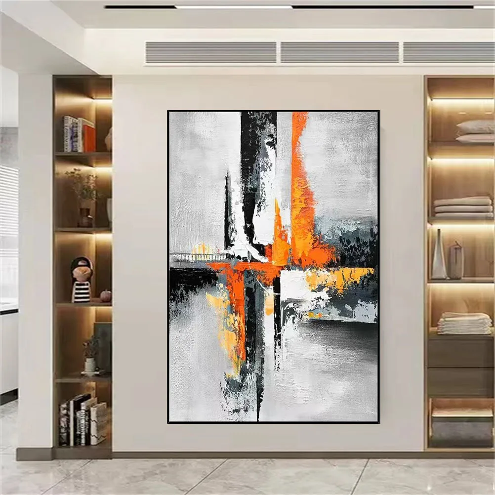 Nordic Abstract Oil Painting 100% Hand-Painted Color Block Texture Modern Canvas Picture Fashion Wall Art Poster For Home Office