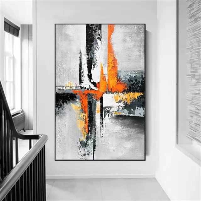 Nordic Abstract Oil Painting 100% Hand-Painted Color Block Texture Modern Canvas Picture Fashion Wall Art Poster For Home Office