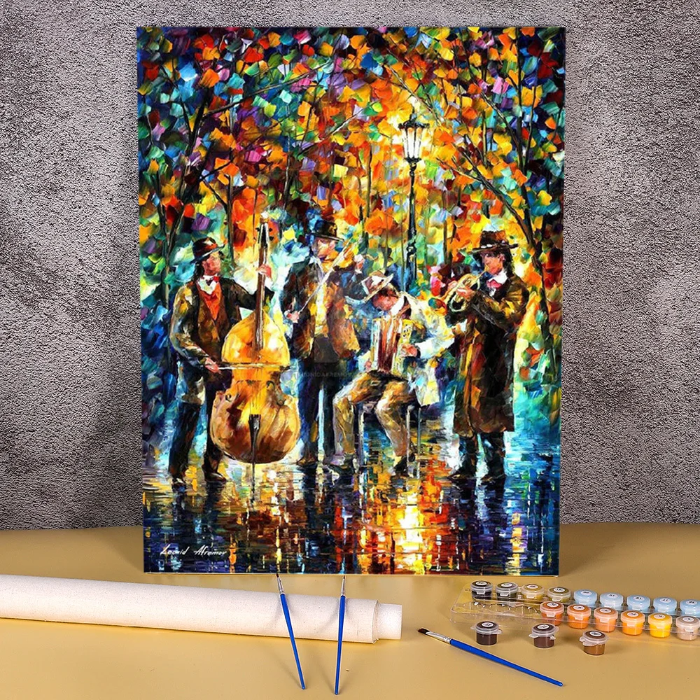 Glowing Music Coloring By Numbers Painting Package Acrylic Paints 50*70 Boards By Numbers Home Decoration For  HandiworkProduct