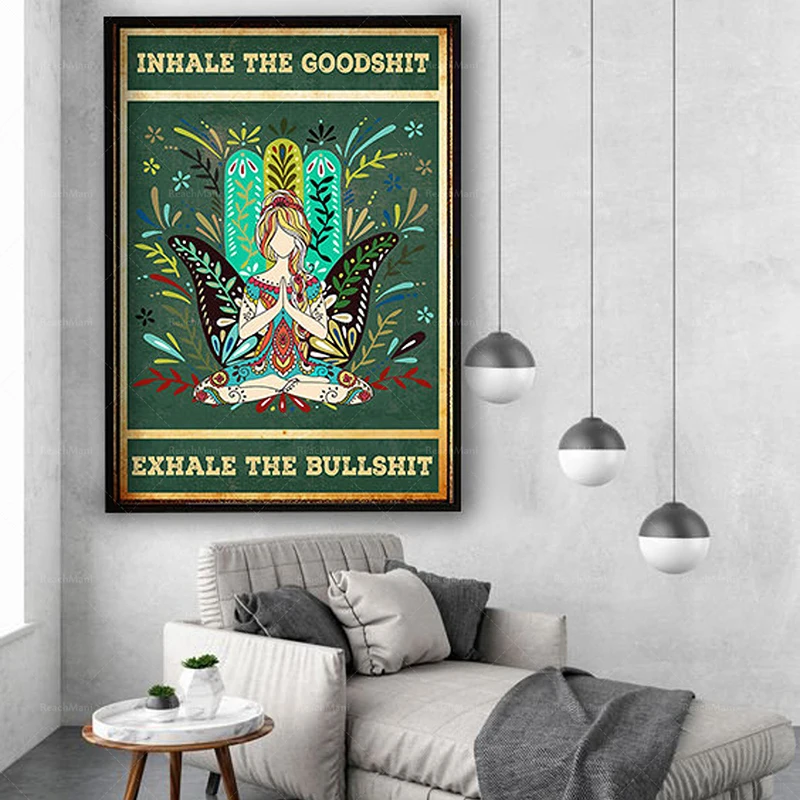 Inhale the Goodshit Exhale The Bullshit poster, Yoga Art Print, Yoga Studio Decor, Yoga poster, Yoga Wall Art, Yoga home decor,