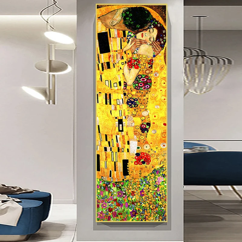 Gustav Klimt Kiss Canvas Painting Wall Art Abstract Gold Kissing Couple Posters And Prints For Living Room Modern Home Decor