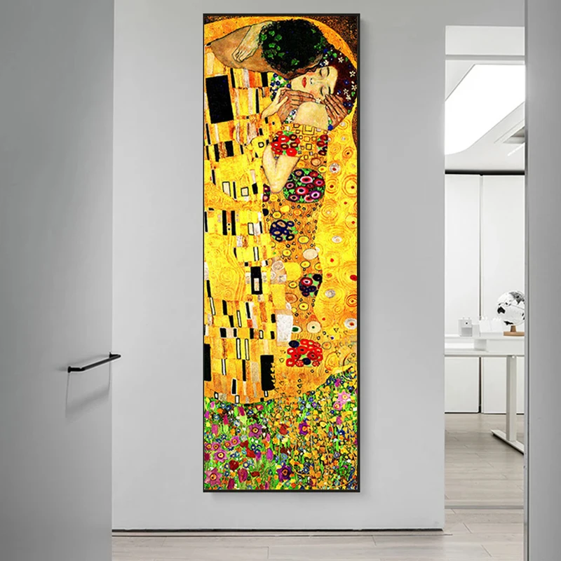 Gustav Klimt Kiss Canvas Painting Wall Art Abstract Gold Kissing Couple Posters And Prints For Living Room Modern Home Decor