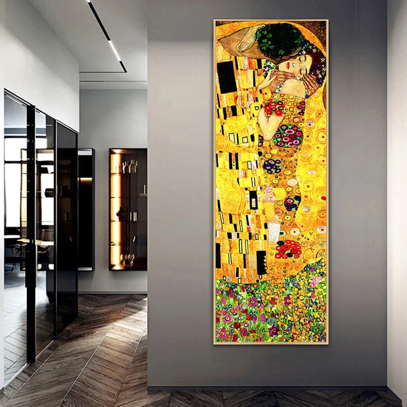 Gustav Klimt Kiss Canvas Painting Wall Art Abstract Gold Kissing Couple Posters And Prints For Living Room Modern Home Decor