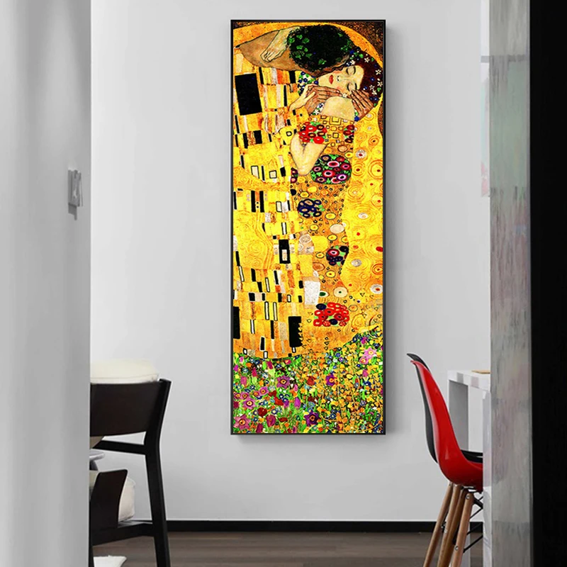 Gustav Klimt Kiss Canvas Painting Wall Art Abstract Gold Kissing Couple Posters And Prints For Living Room Modern Home Decor
