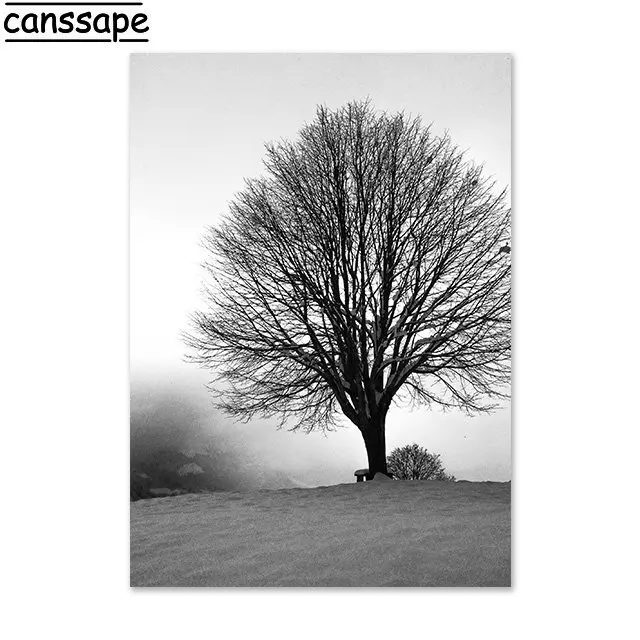 Black and White Scenery Wall Pictures Mountain Fog Posters Lake Street Ship Canvas Painting Nordic Art Posters Living Room Decor