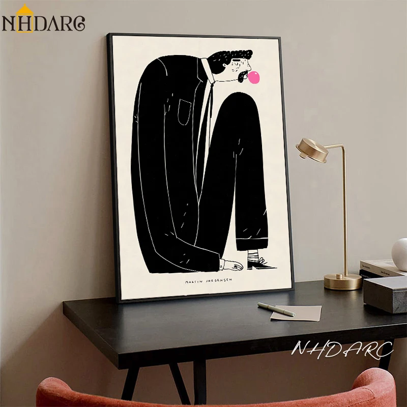 Modern Fashion Unique Design Black White Man Poster Canvas Print Painting Picture Wall Art Living Room Interior Home Decoration